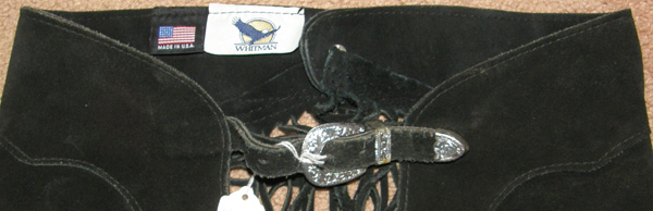 Whitman Black Suede Western Show Chaps Western Equitation Chaps with Fringe L Youth/S Adult