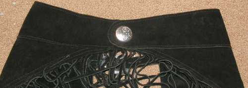 Whitman Black Suede Western Show Chaps Western Equitation Chaps with Fringe L Youth/S Adult