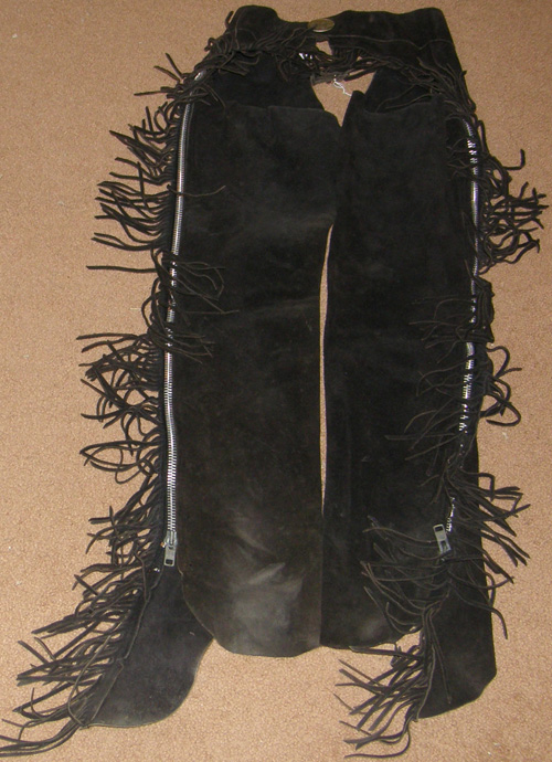 Barnstable Riding Suede Western Chaps with Fringe Western Show Chaps Equitation Chaps L Youth/S Adult Black