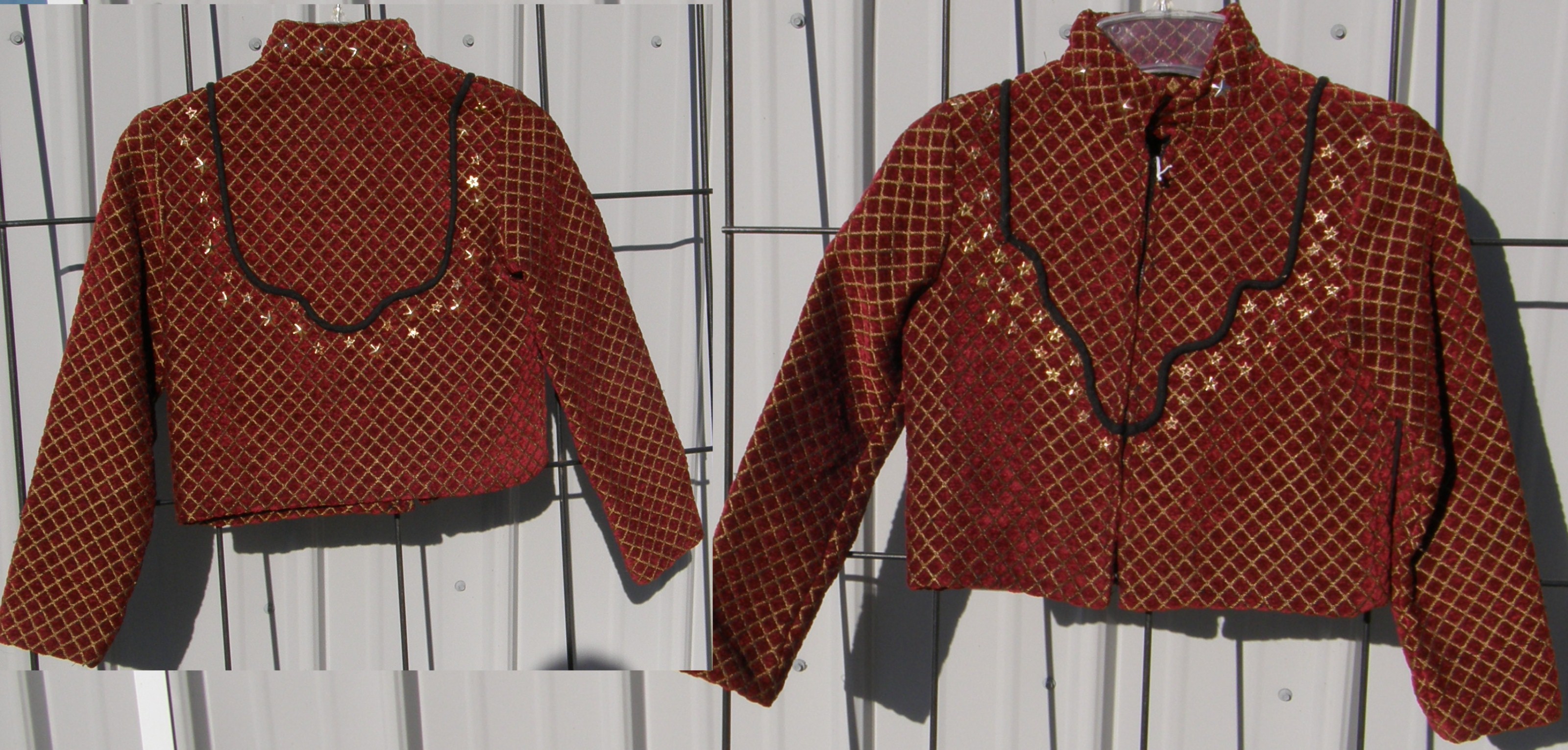 Custom Made Western Short Show Jacket Showmanship Jacket Rail Jacket Burgundy/Gold Childs L