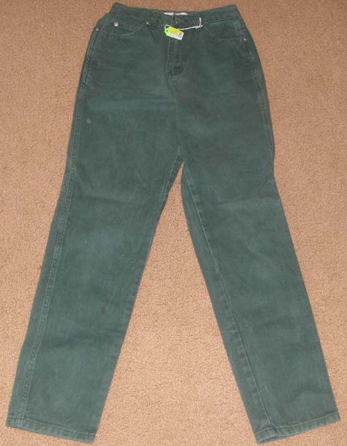 Jordache Jeanjer Jeans Ladies 5 Straight Leg Jeans Green Brushed Cotton Denim Jeans