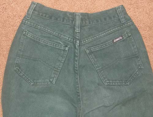 Jordache Jeanjer Jeans Ladies 5 Straight Leg Jeans Green Brushed Cotton Denim Jeans