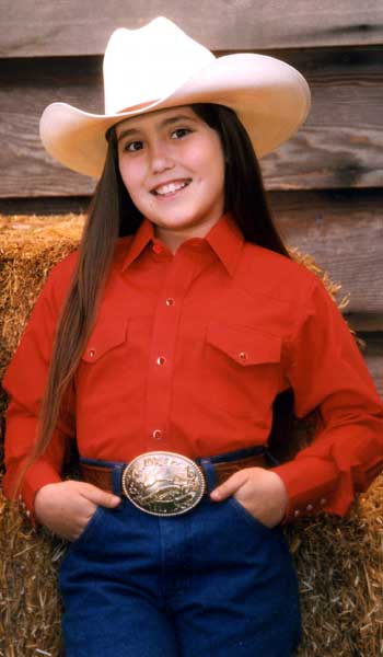 White Horse Broadcloth Casual Western Shirt Rodeo Shirt Long Sleeve Pearl Snaps Childs L Red