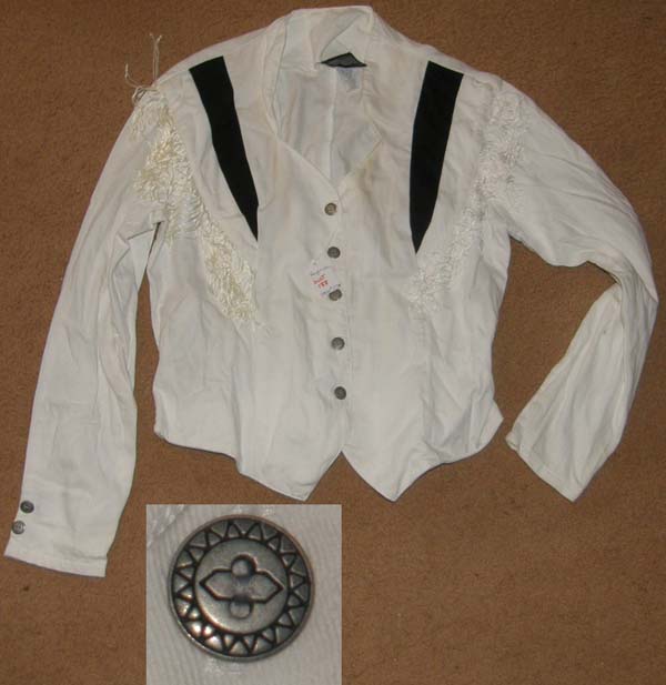Roughrider Western Shirt Fringe Western Rodeo Top White/Black Ladies L