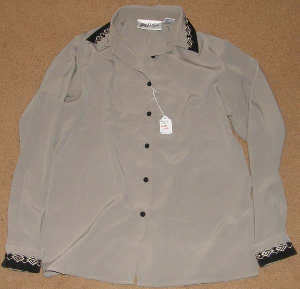 Yves St Clair Polyester Blouse Aztec Trim Western Shirt Ladies Top Ladies 10 Mocha