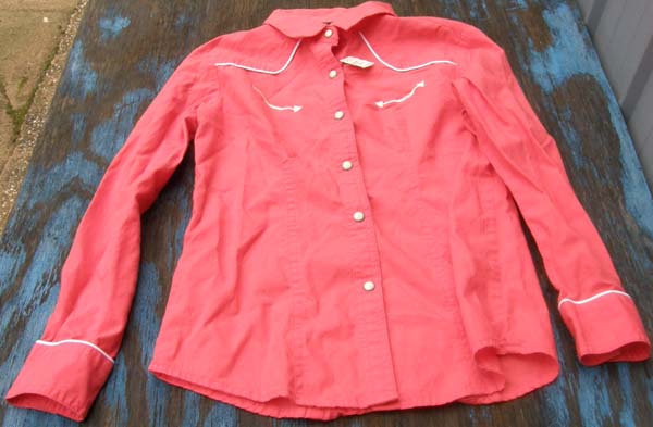 Cruel Girls Western Shirt Pearl Snaps Rodeo Western Shirt Coral/White Childs S 6/7