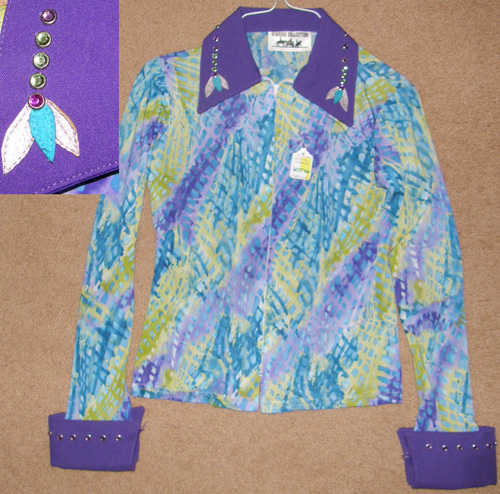 Winning Collection Western Rail Shirt Horsemanship Show Shirt Purple Print Ladies 12 M