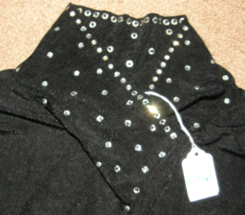 Silver Mesa Western Show Shirt Slinky Top Black with Rhinestones Ladies S