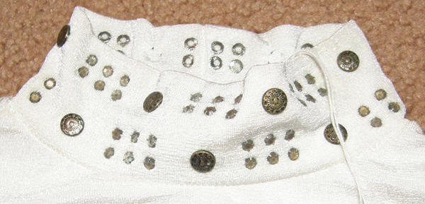 Silver Mesa Western Show Shirt Slinky Top White with Rhinestones Studs S