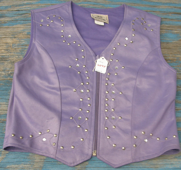 1849 Authentic Ranchwear Western Show Vest Zippered Vest Lavender Light Purple Rhinestones Silver Studs Ladies S