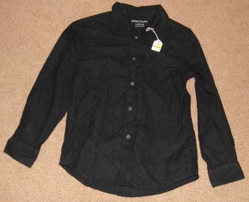 Faded Glory Long Sleeve Shirt Brushed Cotton LS Western Shirt Black Girls or Boys L 10-12