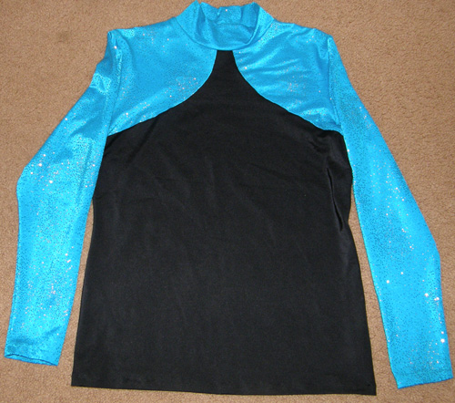 Designs For Winners Wildwest Cowgirl Two Tone Western Slinky Top Western Show Shirt Black/Teal Ladies L