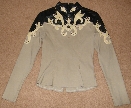 1849 Authentic Ranchwear Western Slinky Top Rail Shirt Western Show Shirt Appliqued Beaded Show Jacket Tan Sand Black Ladies XS