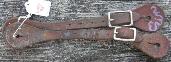 Straight Leather Western Spur Straps Dark Chestnut Decorated