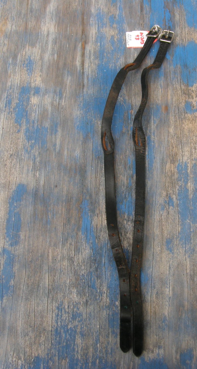 Vintage? Narrow Leather Western Spur Straps with Tiedowns or English Spur Straps with Button Holes Black