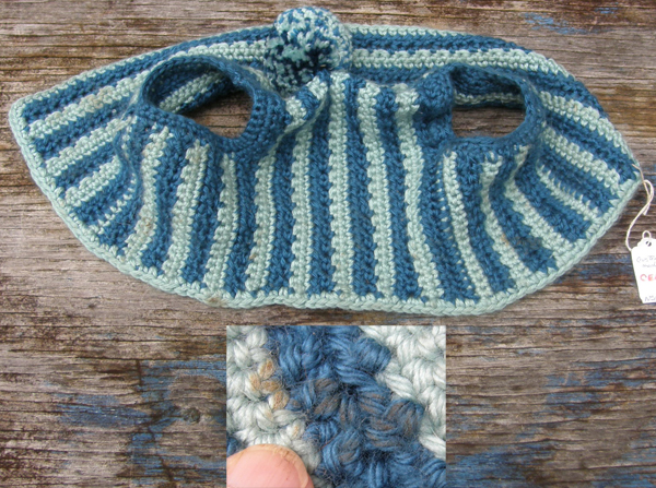 Crochet Ear Bonnet with Pompom Crochet Ear Net No Fringe Crochet Fly Veil Knit Earnet with Pom Pom Blue/Lt Blue Horse