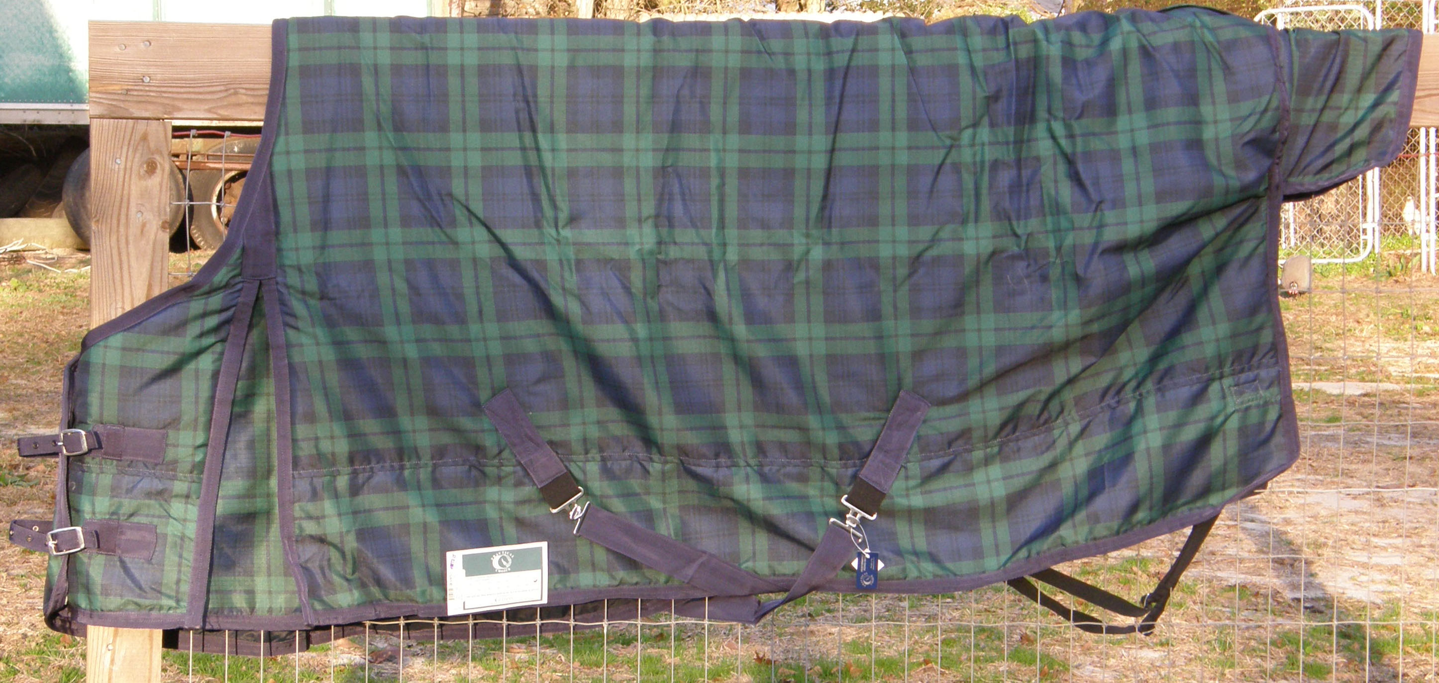 74” OF Practical Choice Typhoon II 600D Ripstop Waterproof Turnout Blanket with Shoulder Gusset Horse Winter Blanket Blackwatch Plaid