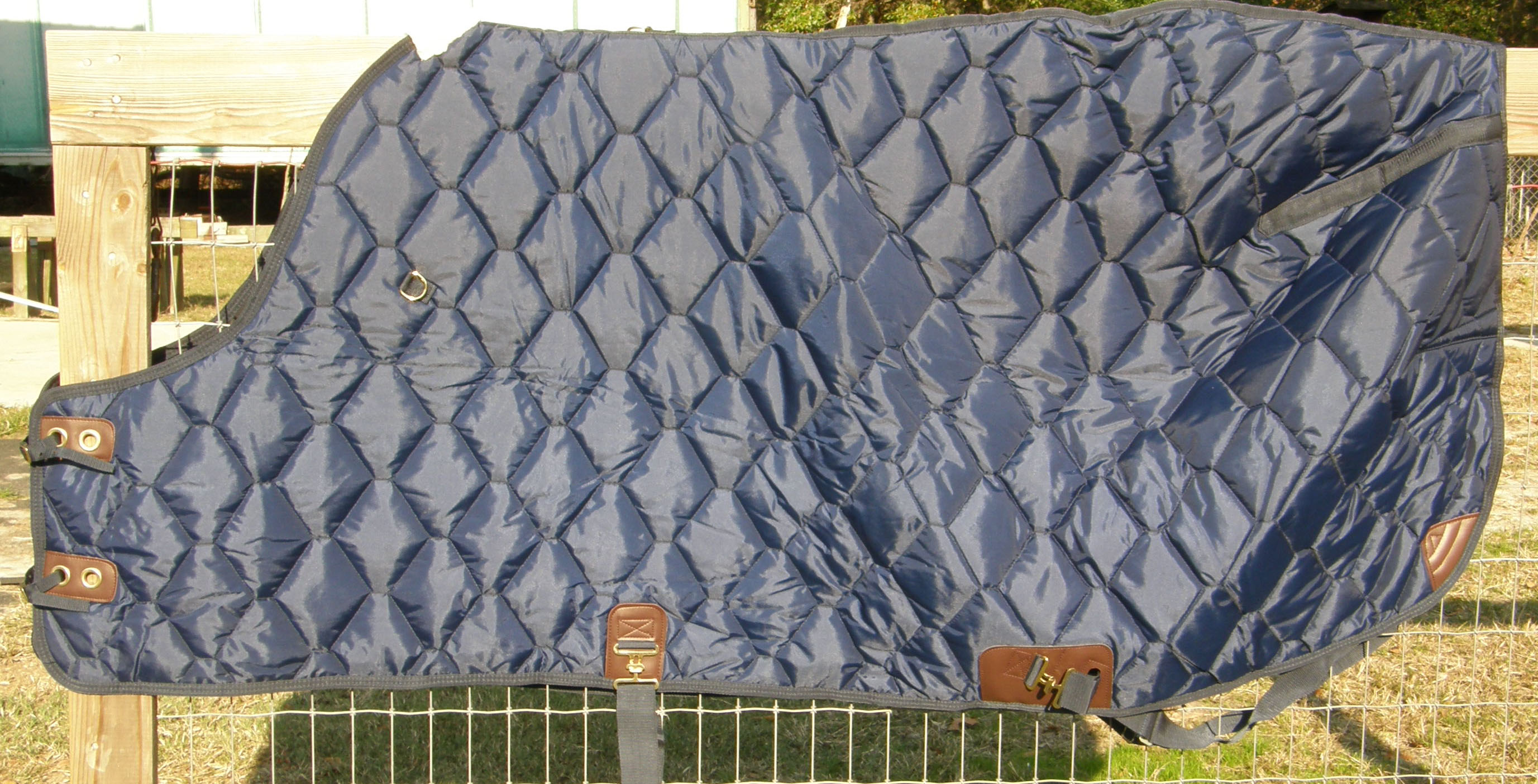 82” OF Custom Made Saddlery Quilted Stable Blanket Turnout Blanket Horse Winter Blanket Navy Blue