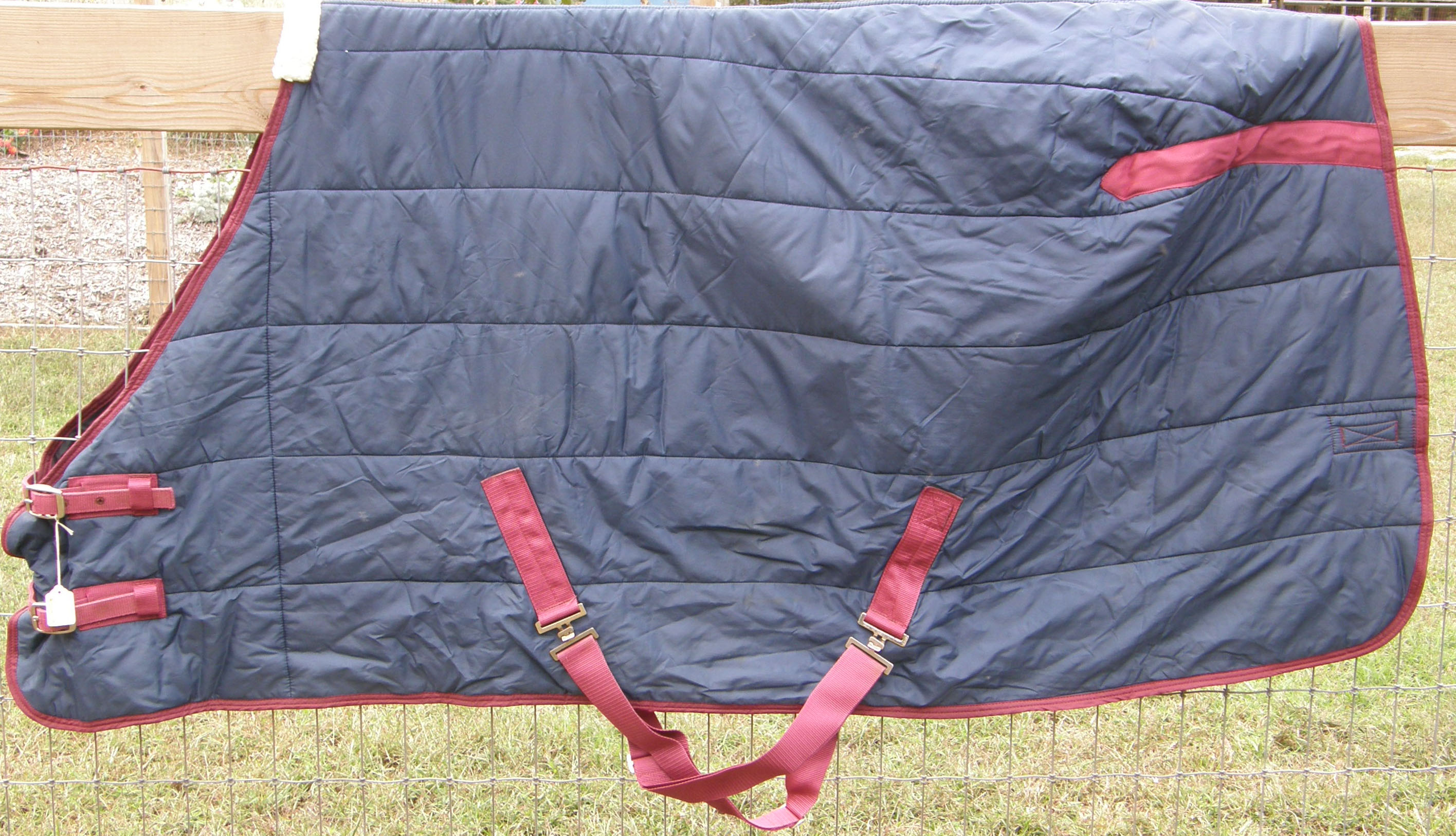 68” OF MacIntosh Quilted Stable Blanket Winter Blanket Horse Navy Blue/Burgundy