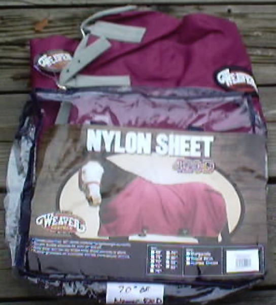 68" OF Weaver 420 Denier Nylon Sheet Turnout Sheet Stable Sheet Horse Burgundy/Grey