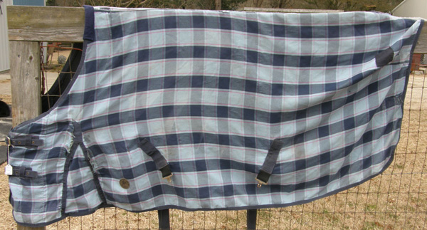 74” OF Centaur Turnout Sheet Plaid Stable Sheet Horse Blue Plaid