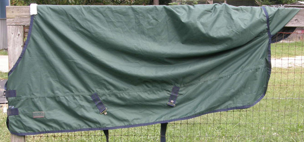 84” OF Rider's International Waterproof Breathable LightweightTurnout Sheet Horse Hunter Green/Navy