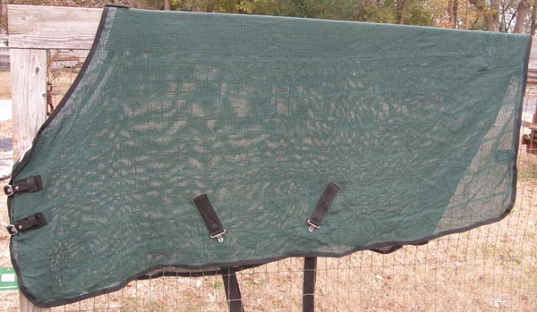 Shires Wessex 84” OF Irish Knit Anti Sweat Sheet Cotton Mesh Scrim Sheet Horse Fly Sheet Hunter Green/Black