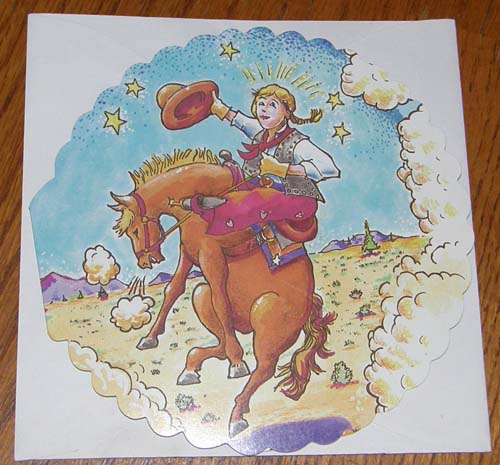 Birthday Card Leanin' Tree Select Greeting Card Wild Wild West Cowgirl on Bucking Horse Brett Stokes