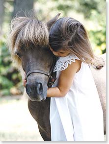Friendship Card Leanin' Tree Greeting Card This Hugs For You Little Girl with Pony Miniature Horse Christina Bynum Photo