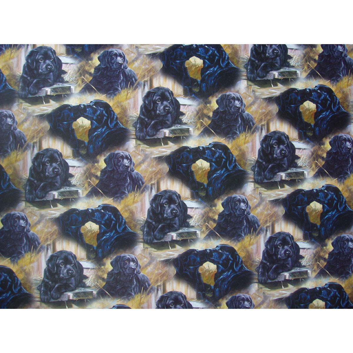 Sally Mitchell Black Labs In Straw Black Lab Dog Gift Wrap Black Labrador Puppy Dog Breed Wrapping Paper