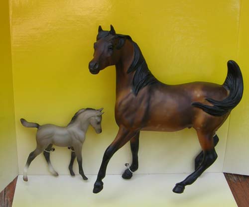 Breyer #3162 Arabian Stallion & Frisky Foal Gift Set Bay Sham Arab Grey Classic Arabian Foal CAF Spring Special Run 1994