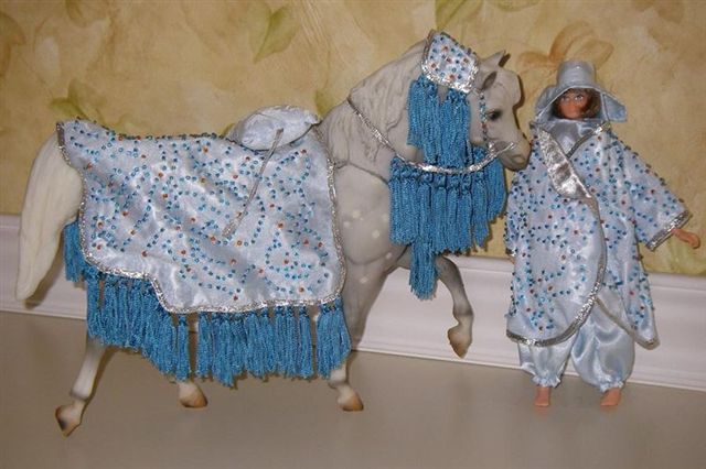 Breyer #905 Princess of Arabia Dappled Grey Black Stallion & Bedouin Arab Rider Doll in Arabian Costume