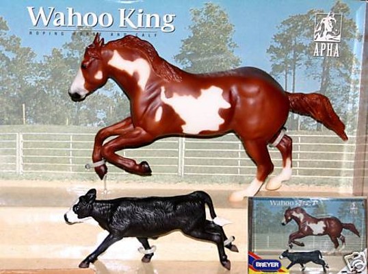 Breyer #3354 Wahoo King Chestnut Paint Roping Horse & Roping Calf Set