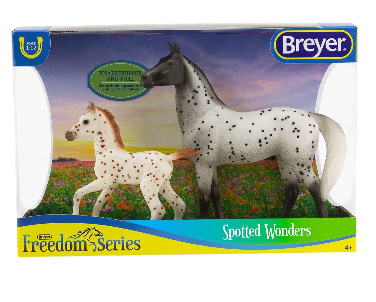 Breyer #62207 Spotted Wonders Knabstrupper Appaloosa Horse & Foal Black Leopard Standing TB Chestnut Leopard WB Foal