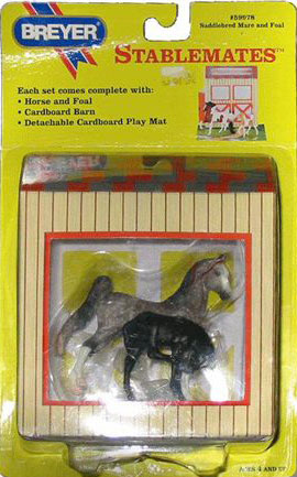 Breyer #59978 Stablemate Saddlebred Mare & Foal Set Grey SB Black Scratching Foal