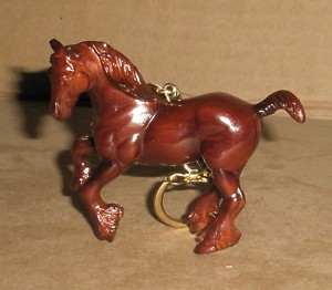 Breyer Stablemate Woodgrain Clydesdale SR Breyerfest Keychain Glossy Wood Grain Woody Draft Horse Stablemate Key Chain