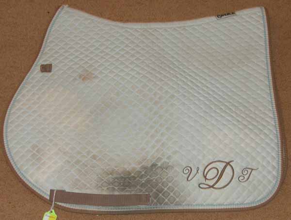 Eskadron Quilted Cotton Shaped Front Dressage Pad Contour AP Mini Quilt Event Pad English Saddle Pad Lt Blue/Tan