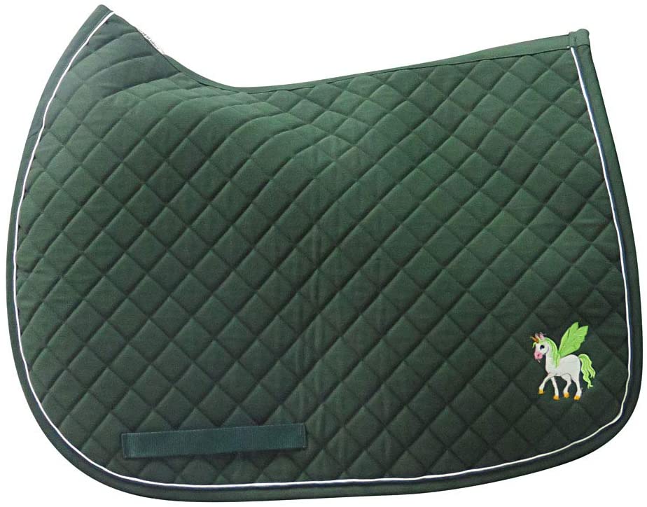 TuffRider Unicorn All Purpose Saddle Pad Pegasus English Saddle Pad Quilted AP Event Pad Hunter Green