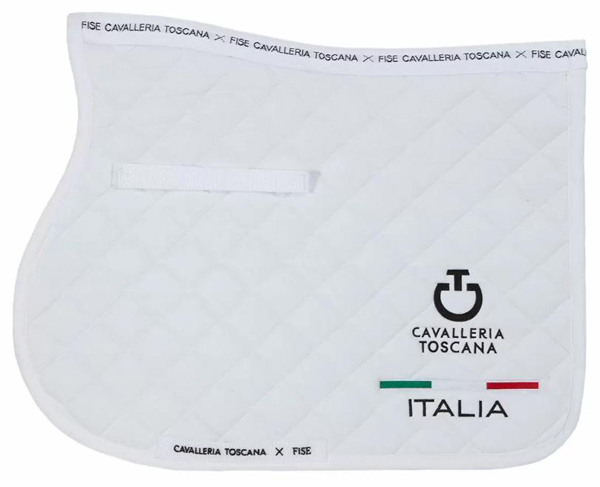 Cavalleria Toscana Sottosella Salto Fise Jumping Saddle Pad English Saddle Pad Quilted Event Pad White