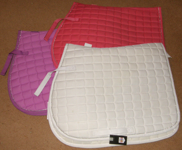 Horze All Purpose English Saddle Pad Shaped Front Quilted Padded Event Style Pad AP Pad White Salmon Pink Lavender