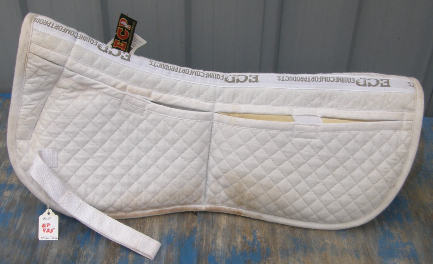ECP Equine Comfort Cotton Correction 4 Pocket Half Pad with Memory Foam Inserts Shim Pad Shimmable Saddle Pad White