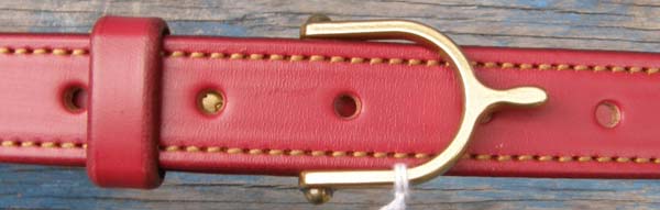 Green Hill Collection 1" Halter Belt Leather Belt English Belt Brass English Spur Buckle Western Belt Amish Made Red/Gold Stitching