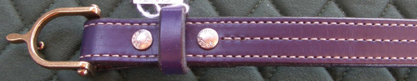 Green Hill Collection 1" Halter Belt Leather Belt English Belt Brass English Spur Buckle Western Belt Triple Stitched Amish Made Purple/White Stitching