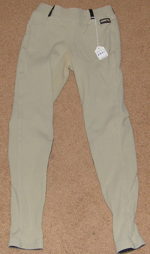 Kerrits Kids Channel Rib Pocket Tight Pull On Knee Patch English Breeches Pull On Schooling Tights Childs M Tan