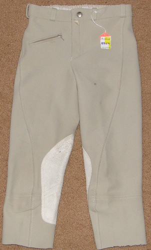 Brookfield Ribbed English Breeches Knee Patch Breeches Riding Pants Childs 12 Beige/Tan