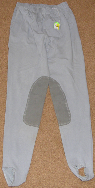 EQ Stirrup Tights Pull On Schooling Tights Knee Patch English Breeches Riding Pants Youth/Ladies? M Lt Blue
