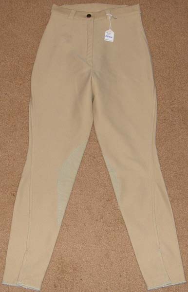 Devon Aire Ribbed Knee Patch English Breeches Riding Pants Ladies 22 Tan Beige