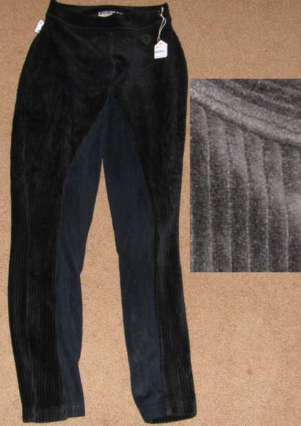 Basix Stretch Corduroy Pull On Full Seat Breeches English Breeches Schooling Tights Riding Pants Ladies M Black