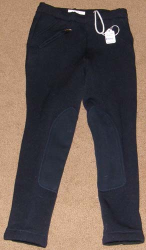 Tuff Rider Ride N Go Fleece Lined Pull On Knee Patch Breeches Winter Riding Breeches Childs 8 Navy Blue