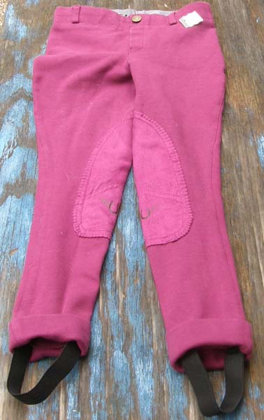 TuffRider Cotton Whimsical Horse Embroidered Pull On Jods Jodhpur Breeches Knee Patch English Breeches Riding Pants Childs 8 Plum Caspia